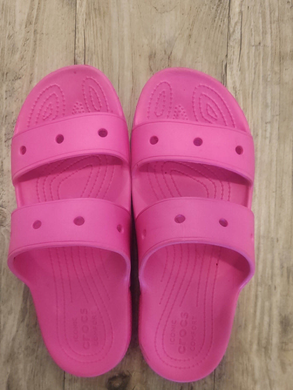 CROCS Double-Strap Slide Sandals Fuschia